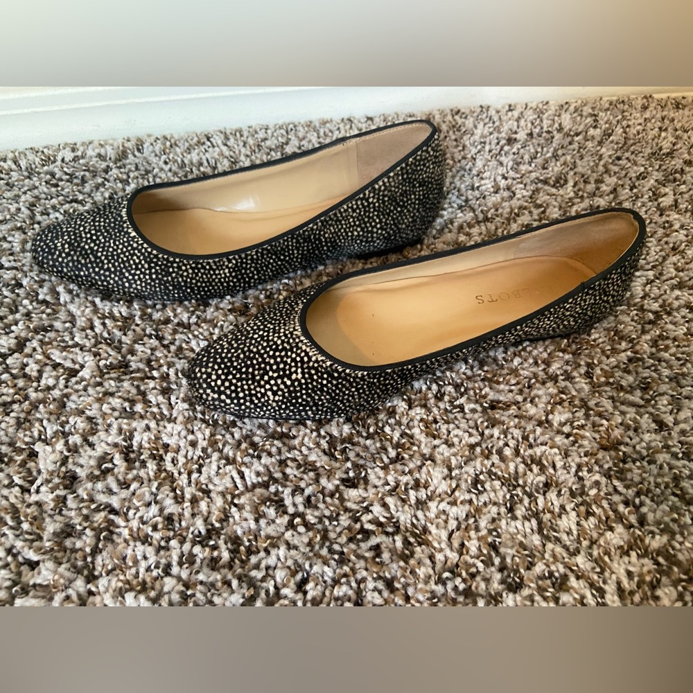 Talbots Animal Spotted Black Beige Calf Hair Flats Size 6